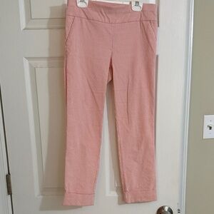New York & Company Stretch Pink Striped Cropped Pants